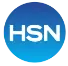 Hsn logo with a blue circular background and stylized white letters designed by a Sexual Health Expert in Los Angeles.