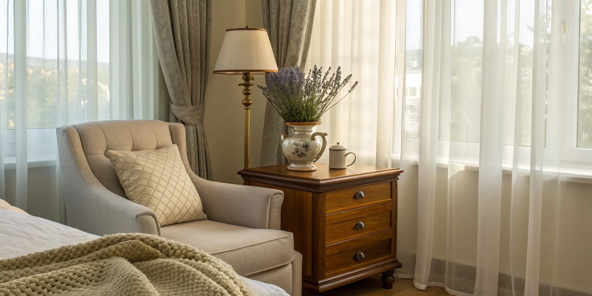 A calm bedroom corner, weighing the pros and cons of bioidentical hormones.