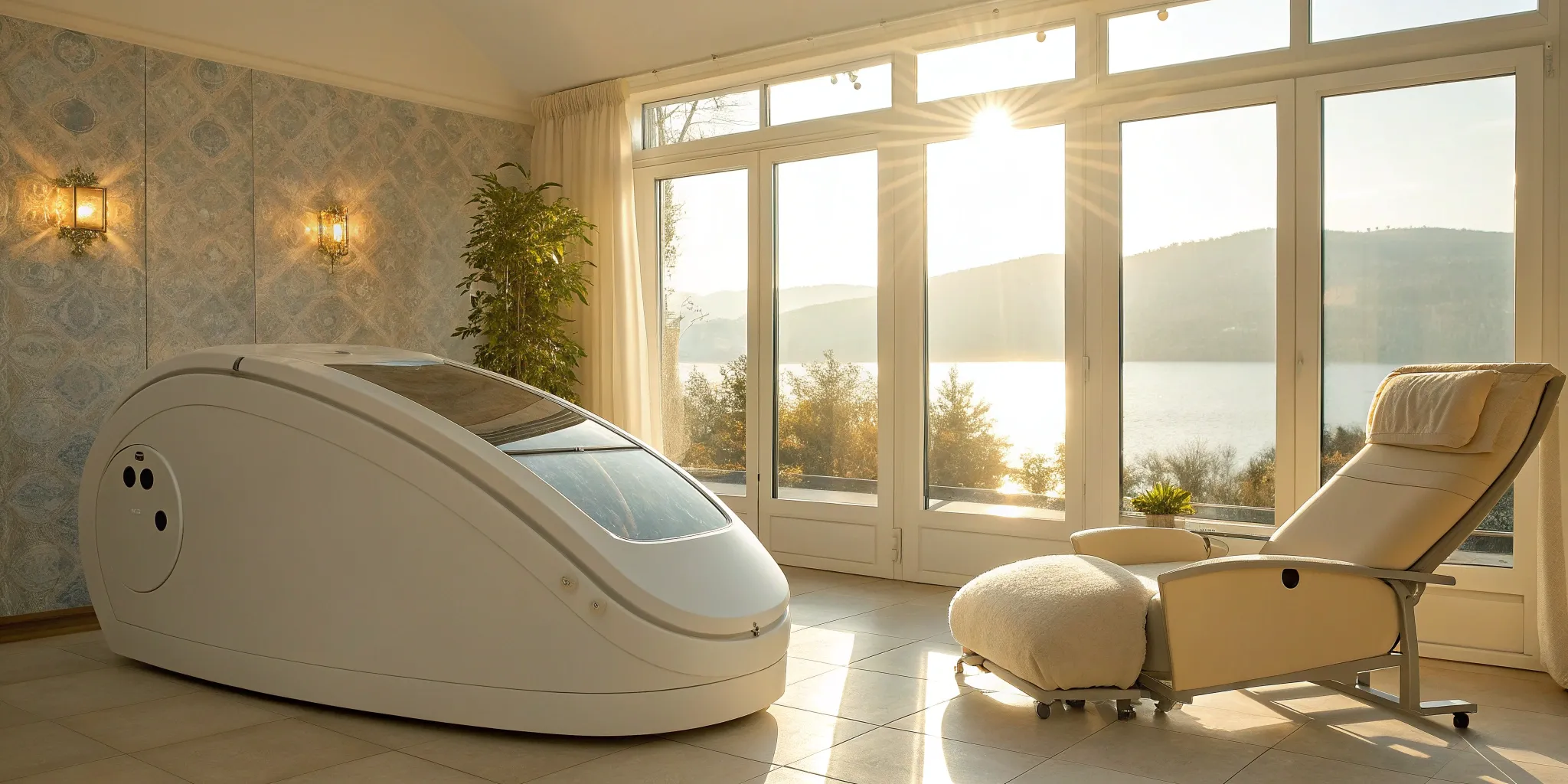 Non-invasive body sculpting machine in a clinic treatment room with a patient chair.