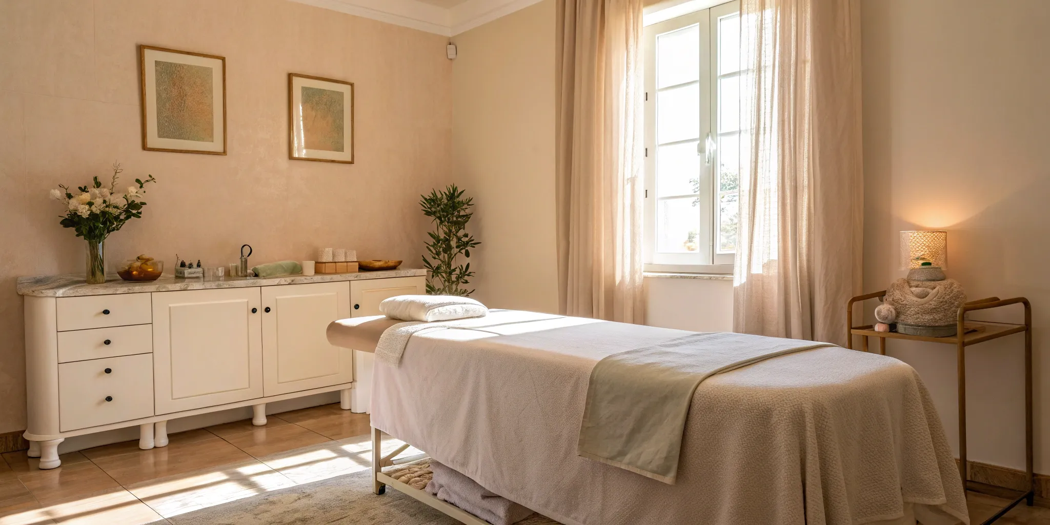 A serene treatment room for body sculpting, set up to ensure patient comfort and minimize pain.