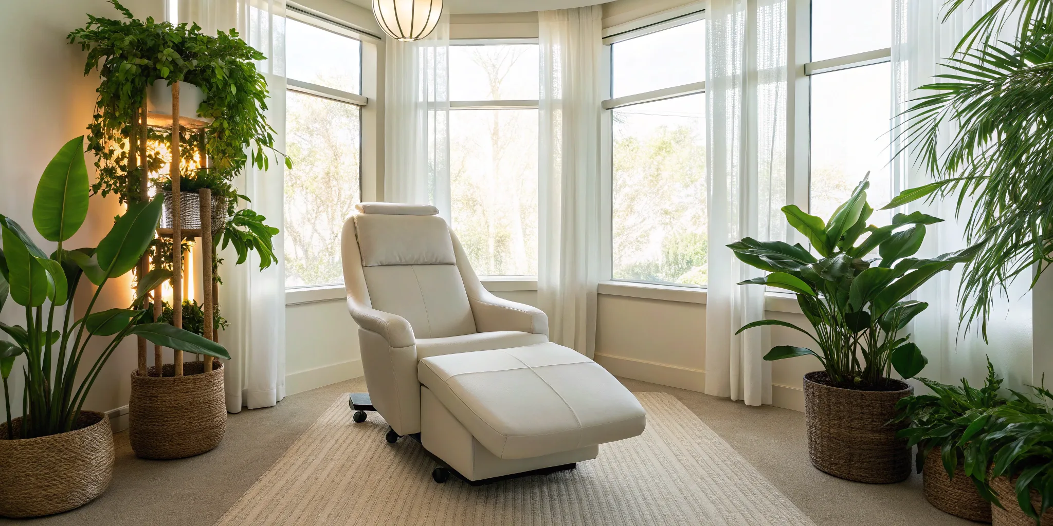 The Emsella chair in a modern clinic, a treatment for incontinence with known side effects.