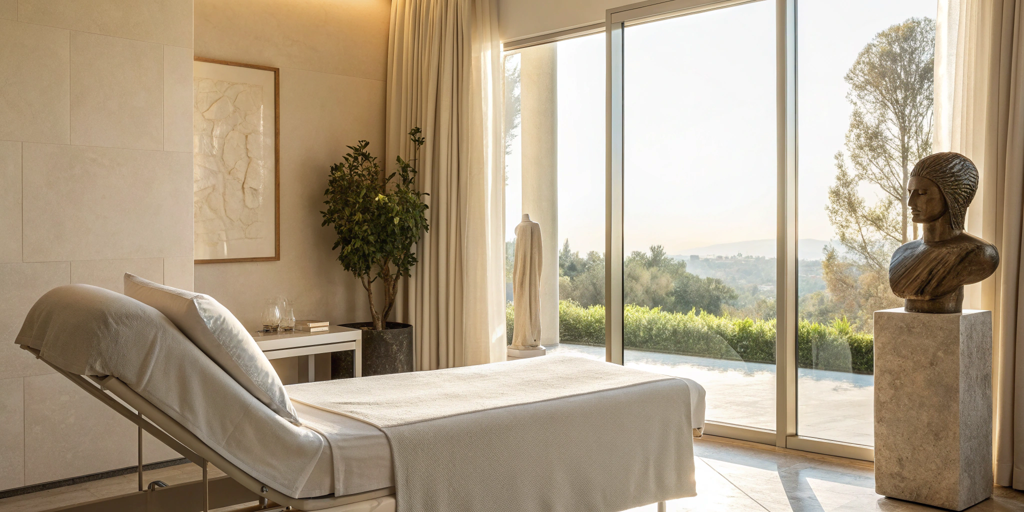 A professional body sculpting treatment room, a key part of the total cost.