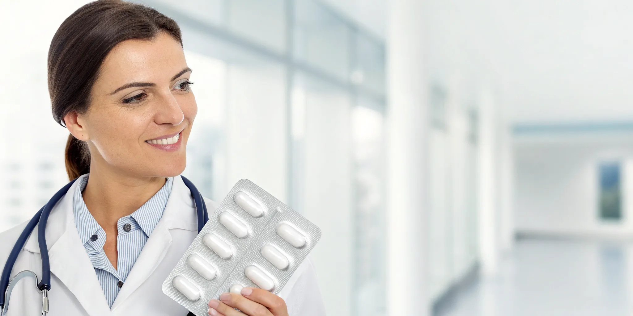 A blister pack of vaginal moisturizer suppositories held by a doctor.